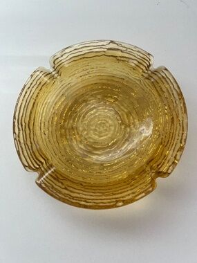 Vintage Amber Glass Trinket Decorative Tray Jewelry Dish